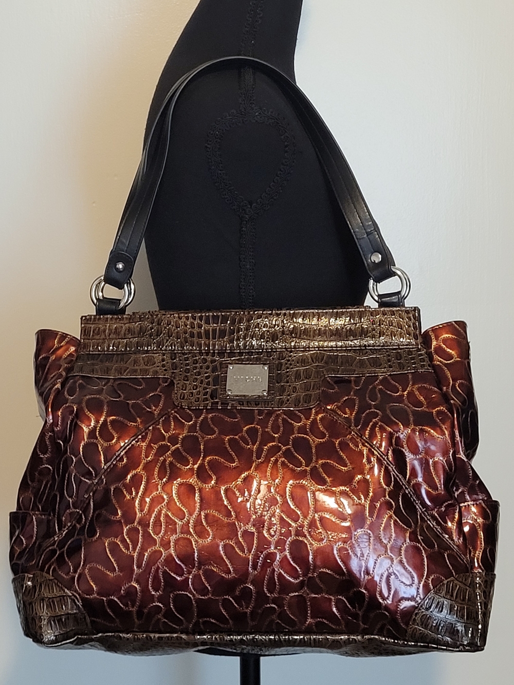 MICHE Bag Drew Large Tote Base With Metallic Copper Brown Faux Croc Shell